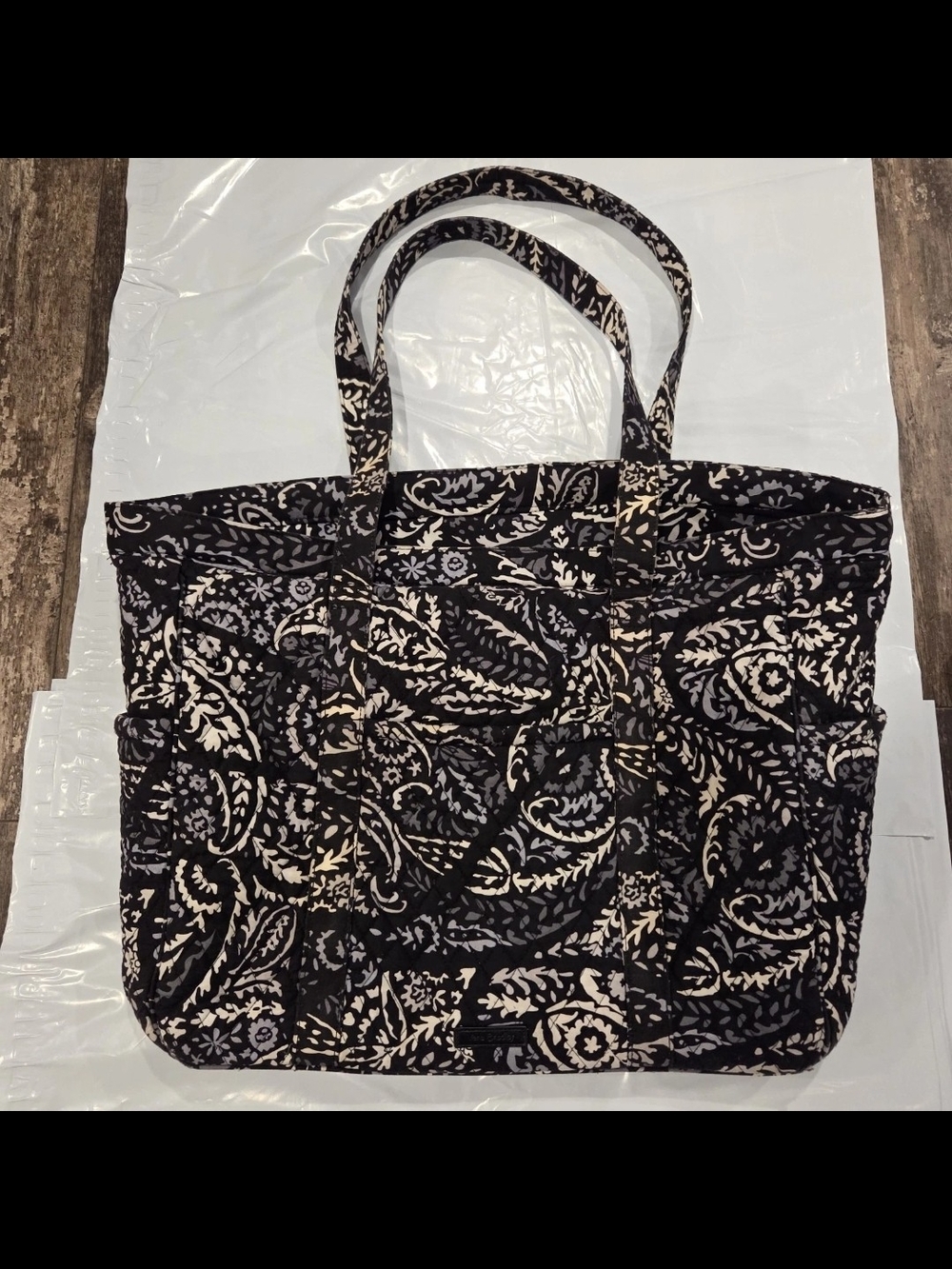 Vera Bradley Quilted Black & Cream Paisley Tote Bag